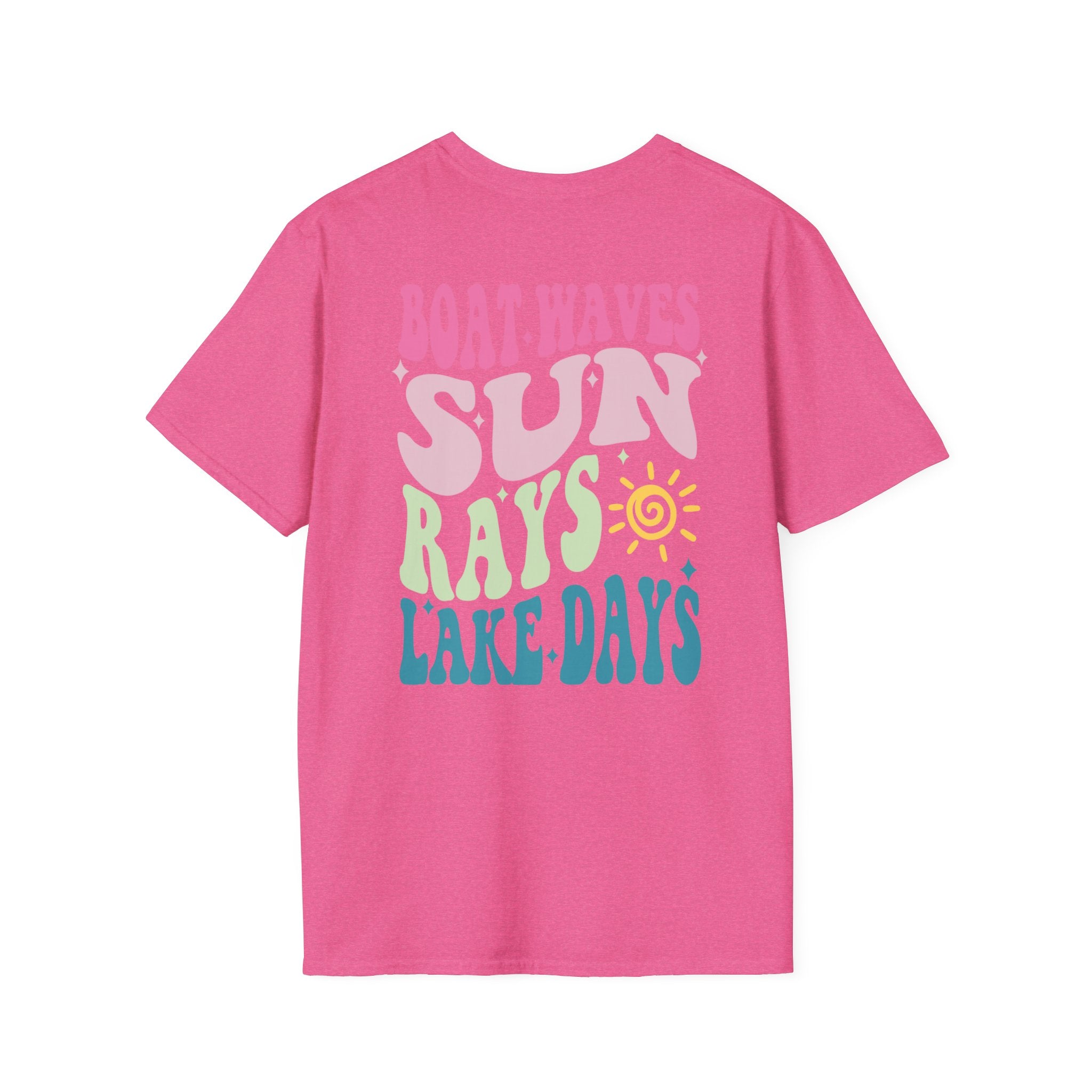 Lake Days on Gildan — Retro Sun, Boat & Waves Summer Tee
