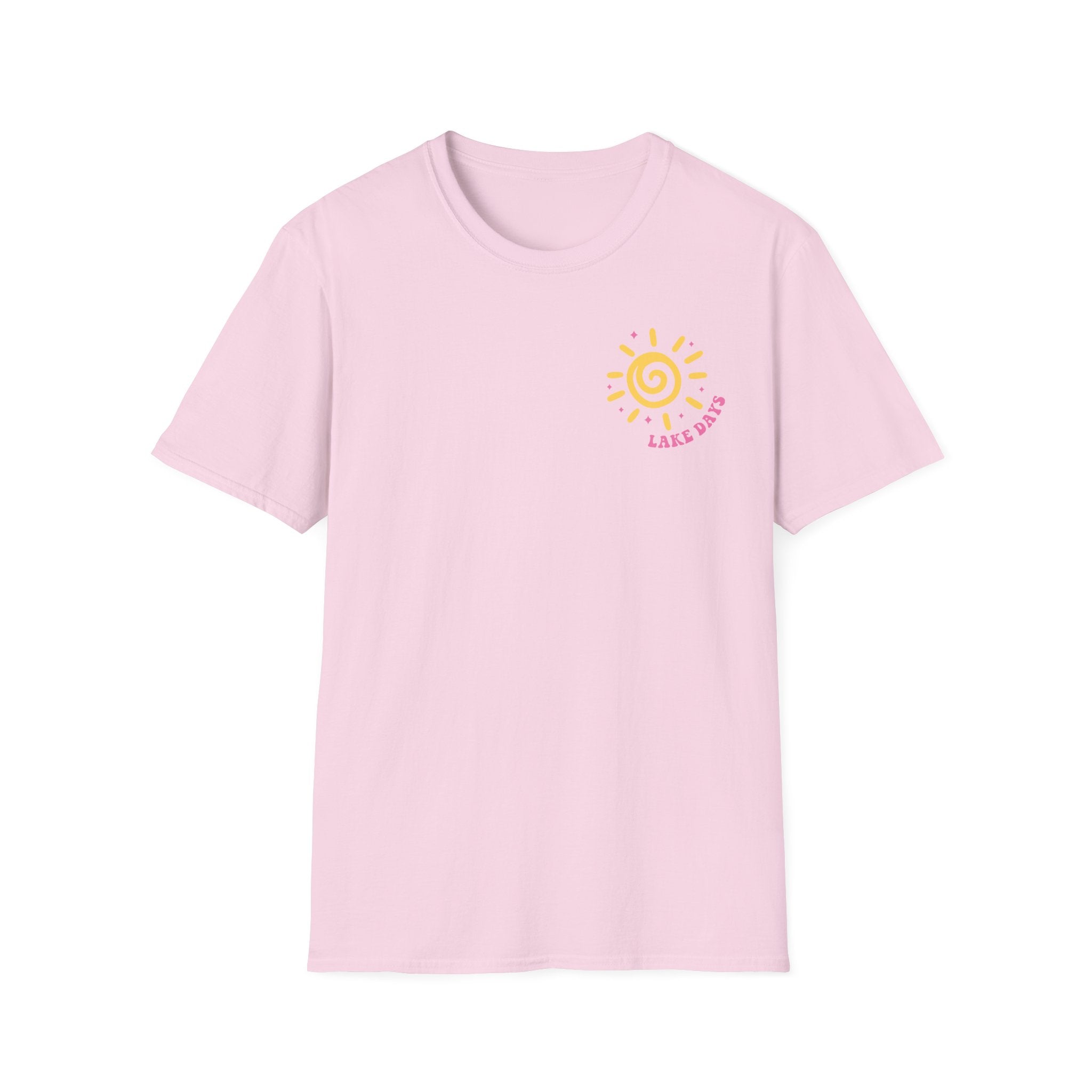 Lake Days on Gildan — Retro Sun, Boat & Waves Summer Tee