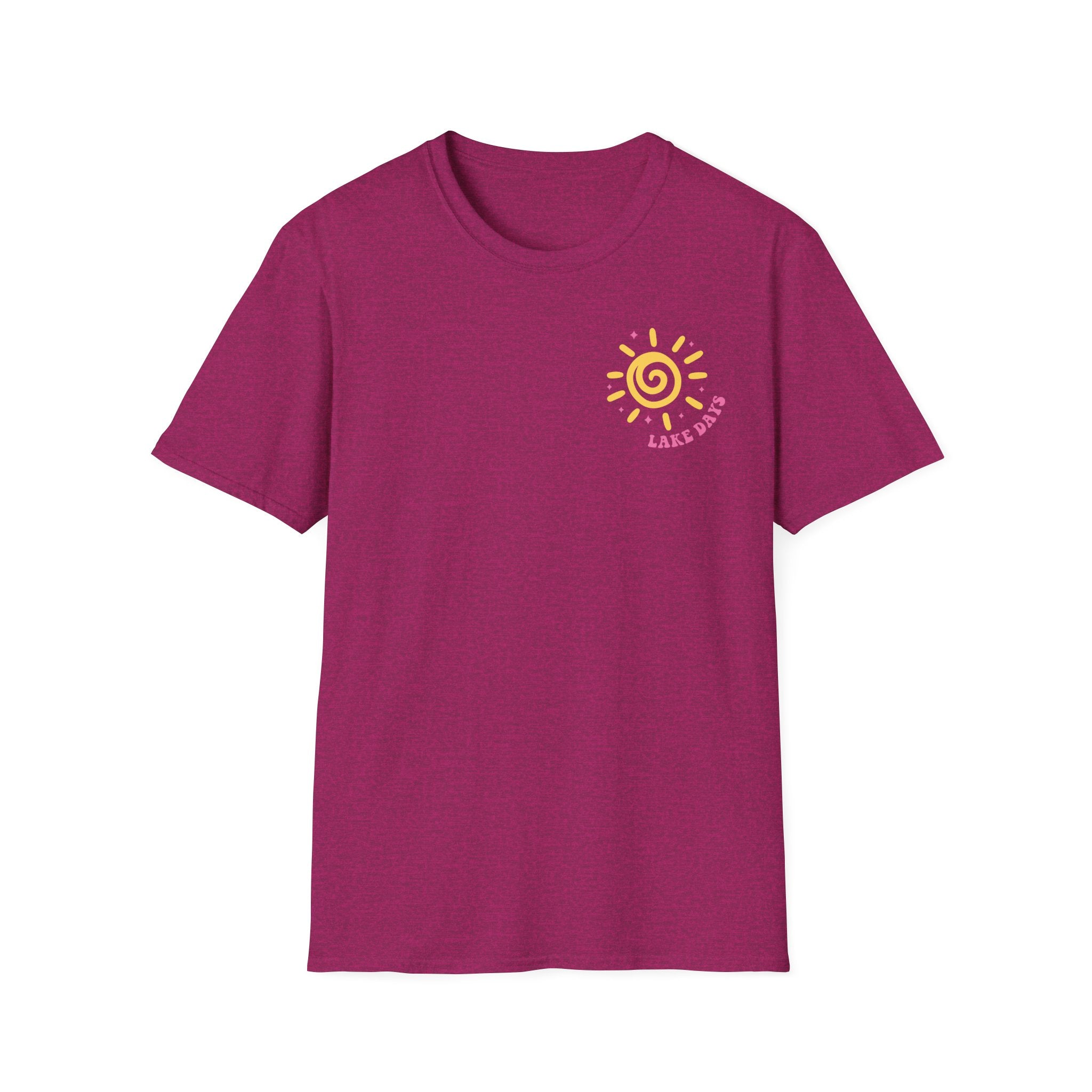 Lake Days on Gildan — Retro Sun, Boat & Waves Summer Tee