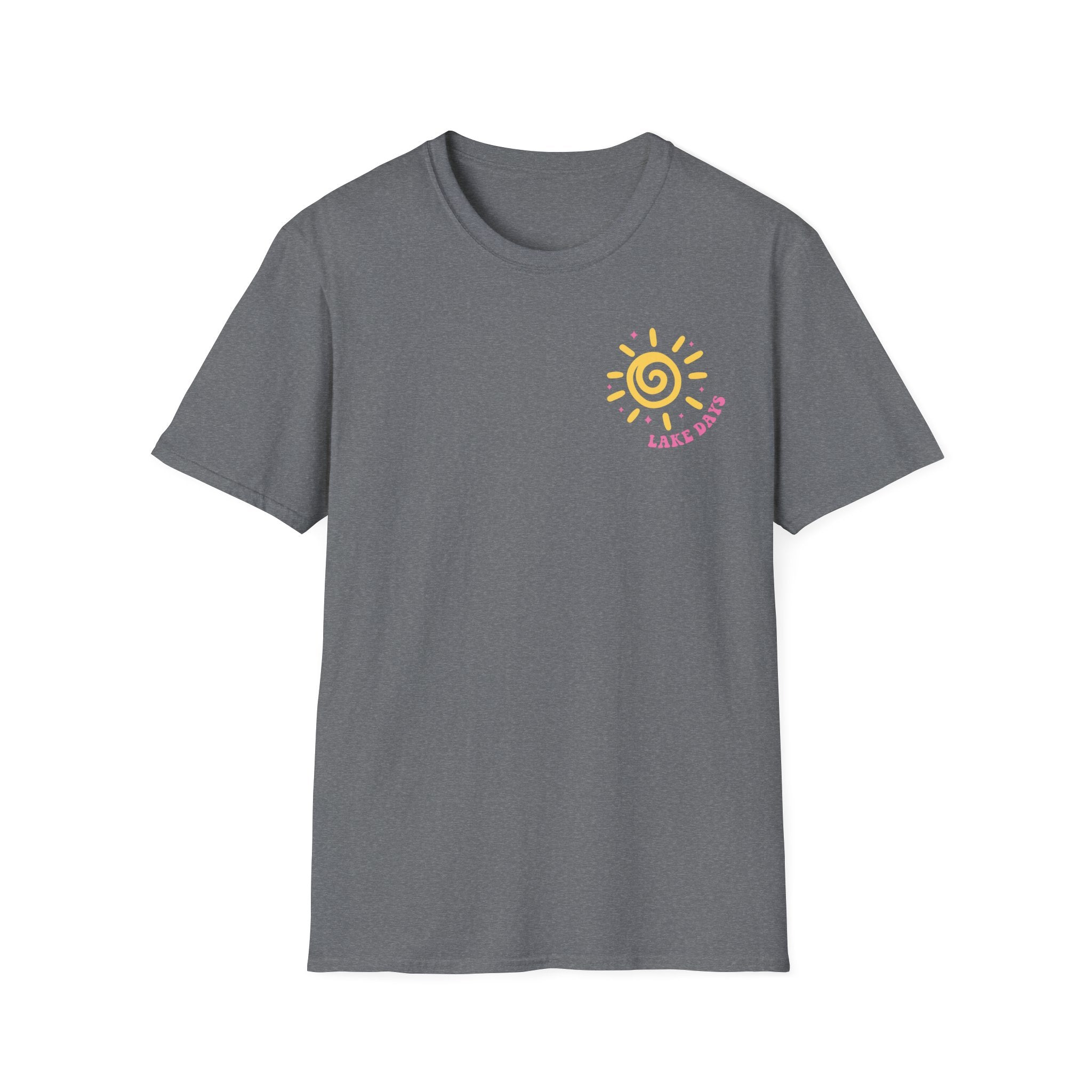 Lake Days on Gildan — Retro Sun, Boat & Waves Summer Tee