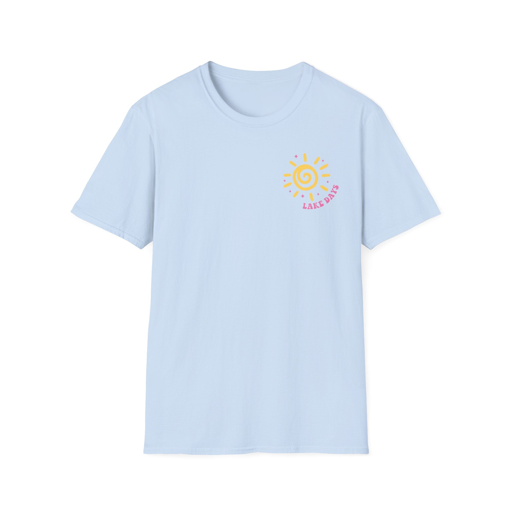 Lake Days on Gildan — Retro Sun, Boat & Waves Summer Tee