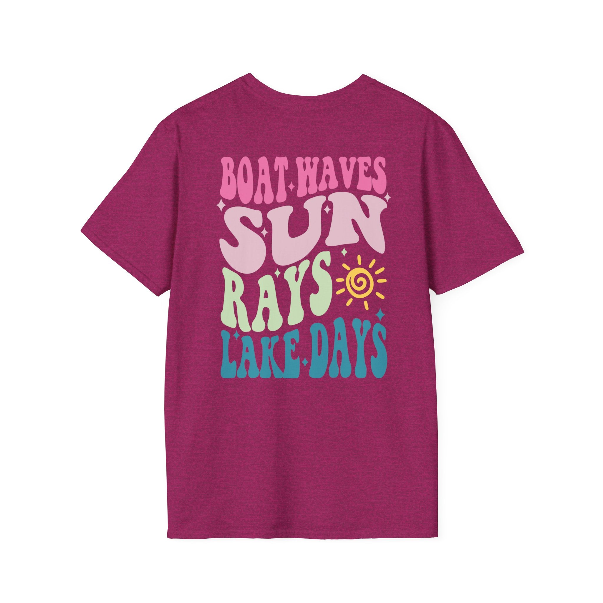 Lake Days on Gildan — Retro Sun, Boat & Waves Summer Tee