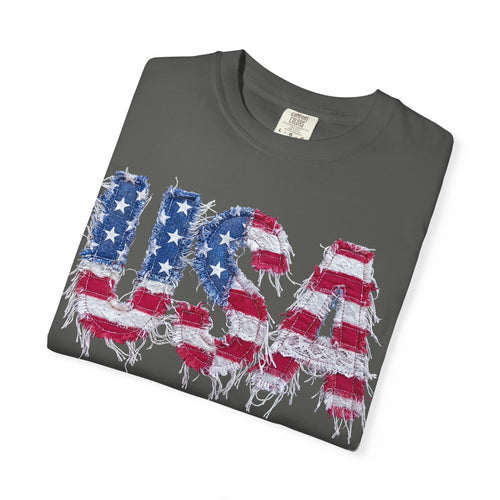 USA Distressed Flag T-Shirt — Vintage Patriotic Tee for 4th of July